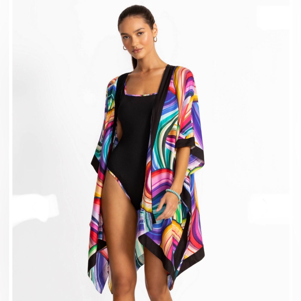 NEW! JOHNNY WAS Abel Multicolor Short Kimono Small/Med. Oversized NWT GORGEOUS!